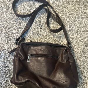 Volganik Rock Chocolate Brown Crossbody bag Multi Zipper Purse Adjustable Strap